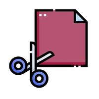 A red folder with scissors on top of it vector