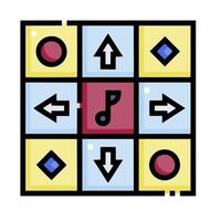 A square with arrows and musical notes vector