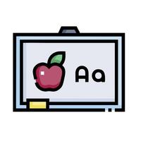 An apple is on a blackboard with the letter a vector