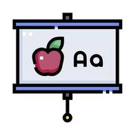 An apple is hanging from a projector screen vector
