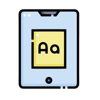 A tablet with the letter a on it vector
