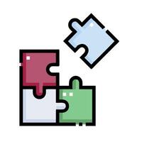 A puzzle piece with two pieces in different colors vector
