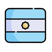 The flag of argentina is shown in a flat line icon vector