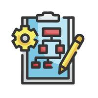 A clipboard with a pencil and a diagram on it vector