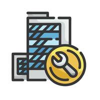 A wren and a coin icon with a building in the background vector