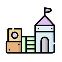A castle and a tower with a flag on top vector