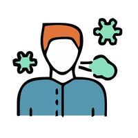 A man with a cold is shown with a cloud of green and blue vector