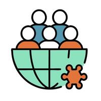 People in a globe with a globe icon vector