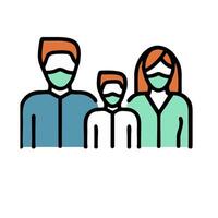 Family with face mask icon vector
