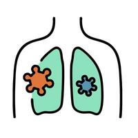 A cartoon illustration of a lung with a virus vector