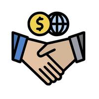Handshake with dollar and globe icon vector