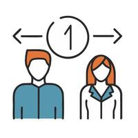 A man and woman are standing next to each other with arrows pointing to the right vector