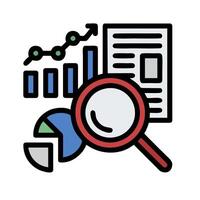 Magnifying glass icon with graph and pie chart vector