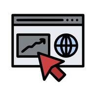 A red arrow pointing at a computer screen with a globe vector