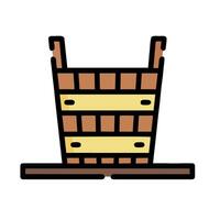 A wooden basket with a handle on top vector