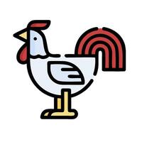A chicken icon with a red and white tail vector