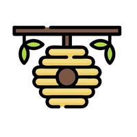 A bee hive with leaves hanging from it vector
