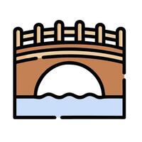 A bridge over water with a bridge in the middle vector