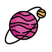 Planet with a ring and a pink planet vector
