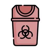 A biohazard trash can icon on a white background vector