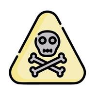 A yellow triangle with a skull and crossbones on it vector