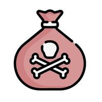 A bag with a skull and crossbones on it vector
