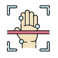 A hand with a finger on it and a red line vector