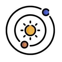 The solar system is shown in a flat line style vector