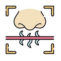 A cartoon image of a person's nose with a cigarette vector