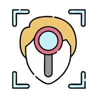 A person with a magnifying glass in front of them vector