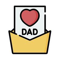 A father's day card with a heart in the envelope vector