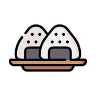 Two pieces of sushi on a plate with a white background vector