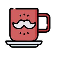 A red cup with a mustache on it vector