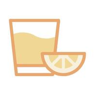 A glass of lemonade and a slice of lemon vector