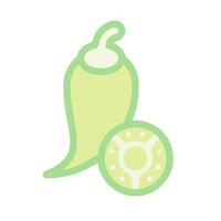 A green pepper and a slice of pepper vector