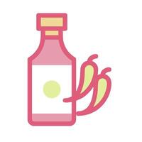 A bottle of hot sauce with peppers on it vector