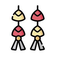 A pair of earrings with bells on them vector