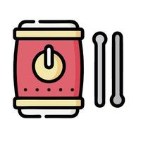 A drum and two sticks on a white background vector