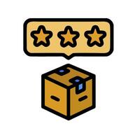 A box with five stars on it and a star rating icon vector