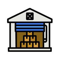 A warehouse with a door and a ladder vector