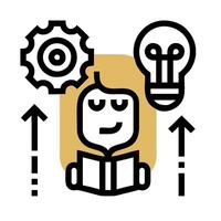 A person with a book and a light bulb vector