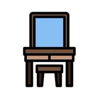 A small table and chair with a mirror vector