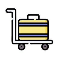 A suitcase on a cart with a handle vector