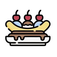 A banana and ice cream dessert icon vector