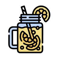 A jar with lemonade and a straw vector