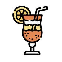 A drink with a lemon slice and straw vector