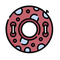 A red and blue donut with dots on it vector