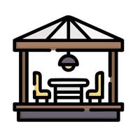 A gazebo with chairs and table inside vector