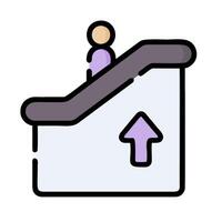 A person is standing on the stairs with an arrow pointing up vector