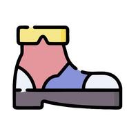 A shoe with a colorful sole and a yellow boot vector